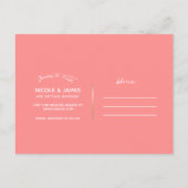 Carte Postale Faire-part Flamants Roses De Mariage En Marbre Rose De Pêche  (Dos)