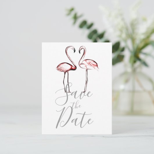 Carte Postale Faire-part Flamants roses roses Pêche Flamant rose marbre Enr (Debout devant)