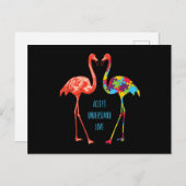 Carte Postale Faire-part Flamingo | Accept Understand Love Autism Flamingo (Devant / Derrière)