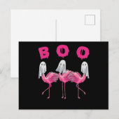 Carte Postale Faire-part Flamingo | Flamingo Fantôme Boo Costume d'Hallowee (Devant / Derrière)