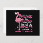 Carte Postale Faire-part Flamingos | People Should Stop Expecting Normal (Devant / Derrière)