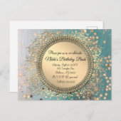 Carte Postale Faire-part Flamme de Stardust sur Bleu Personnalisé Anniversa (Devant / Derrière)