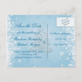 Carte Postale Faire-part Flammes blanches sur bleu Enregistrer la date Cart (Dos)