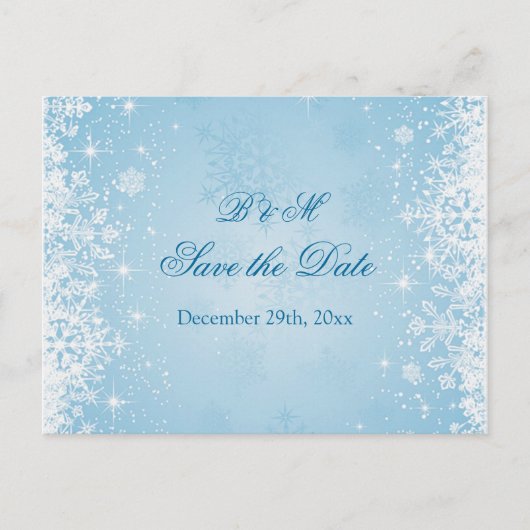 Carte Postale Faire-part Flammes blanches sur bleu Enregistrer la date Cart (Devant)