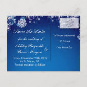 Carte Postale Faire-part Flammes blanches sur bleu Enregistrer la date Cart (Dos)