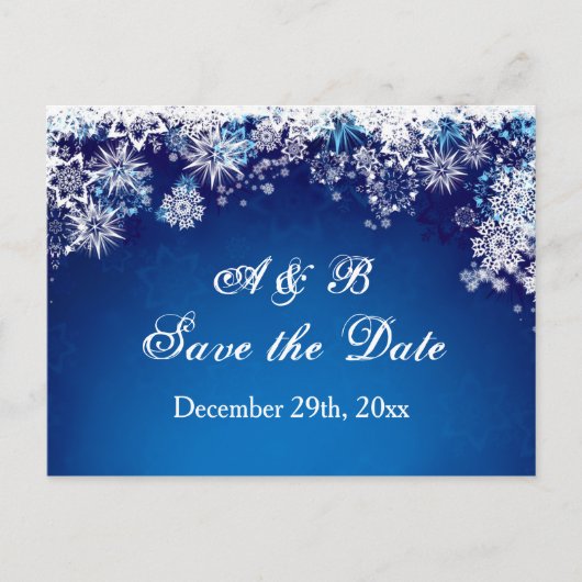 Carte Postale Faire-part Flammes blanches sur bleu Enregistrer la date Cart (Devant)