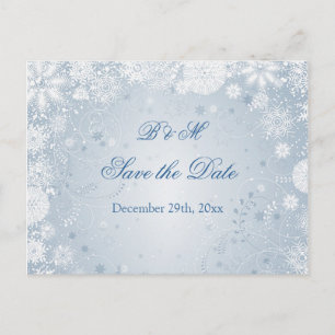 Carte Postale Faire-part Flammes blanches sur bleu Enregistrer la date Cart