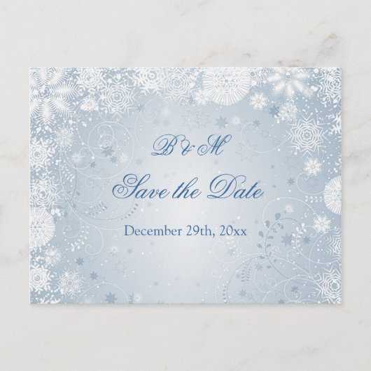 Carte Postale Faire-part Flammes blanches sur bleu Enregistrer la date Cart (Devant)
