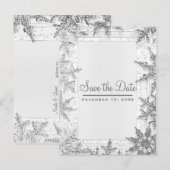 Carte Postale Faire-part Flammes de neige blanches et argentées d'hiver Éco (Devant / Derrière)