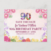 Carte Postale Faire-part Fleur 90e anniversaire à ne pas manquer - pastel 9 (Devant)