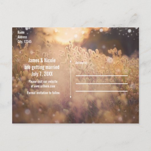 Carte Postale Faire-part Fleur Champ Rustique Mariage campagnard Enregistre (Dos)