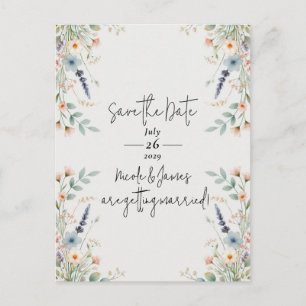 Carte Postale Faire-part Fleur de aquarelle Fleur sauvage Printemps Enregis