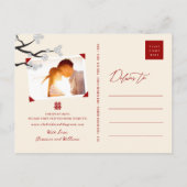 Carte Postale Faire-part Fleur de cerise blanche Mariage chinois Enregistre (Dos)