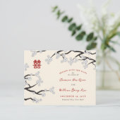 Carte Postale Faire-part Fleur de cerise blanche Mariage chinois Enregistre (Debout devant)