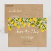 Carte Postale Faire-part Fleur de citrons rustiques Élégant Enregistrer la  (Devant / Derrière)