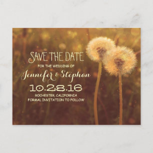 Carte Postale Faire-part fleur de dandelion romantique enregistrer la date 