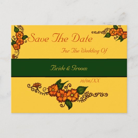 Carte Postale Faire-part Fleur de henné (Devant)