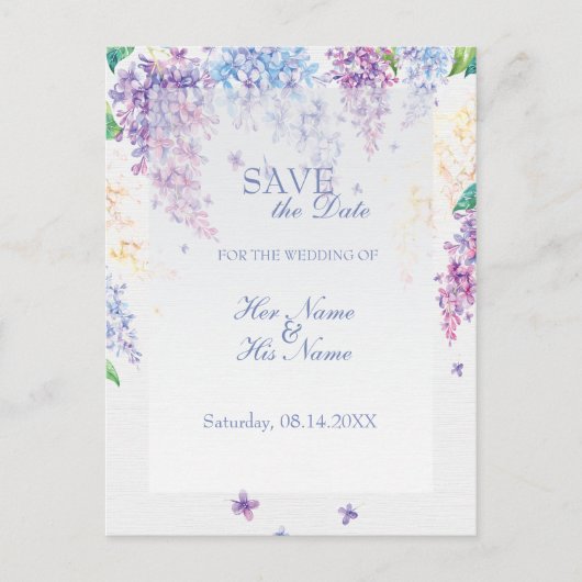 Carte Postale Faire-part Fleur de lilas de printemps Mariage floral Sauvega (Devant)