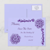 Carte Postale Faire-part Fleur de Lotus (Henna) (Violet) (Devant / Derrière)