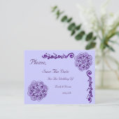 Carte Postale Faire-part Fleur de Lotus (Henné) (Violet) (Debout devant)