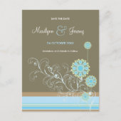 Carte Postale Faire-part Fleur De Neige Bleue Tourne Mariage Enregistrer La (Devant)