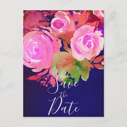 Carte Postale Faire-part Fleur de printemps moderne violet vif Enregistrer  (Devant)