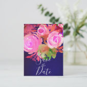 Carte Postale Faire-part Fleur de printemps moderne violet vif Enregistrer  (Debout devant)