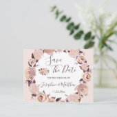 Carte Postale Faire-part Fleur de rose rose vierge Sauvez la date (Debout devant)