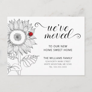 Carte Postale Faire-part Fleur de tournesol avec coccinelle mobile