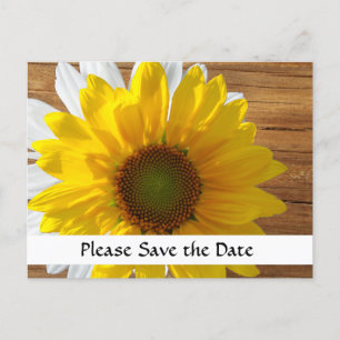 Carte Postale Faire-part Fleur de tournesol de bois de campagne Enregistrer