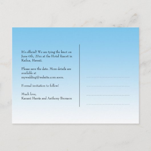 Carte Postale Faire-part Fleur d'hibiscus hawaïen violet enregistrer la dat (Dos)