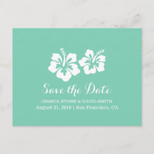 Carte Postale Faire-part Fleur d'Hibiscus vert à la menthe tropicale Enregi