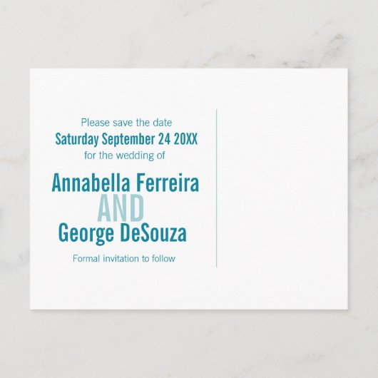 Carte Postale Faire-part Fleur graphique moderne Chervil turquoise enregist (Dos)