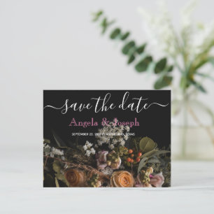 Carte Postale Faire-part Fleur orange vintage foncé Enregistrer la date