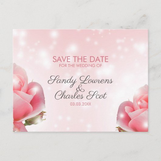 Carte Postale Faire-part Fleur rose (Devant)