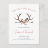 Carte Postale Faire-part Fleur sauvage Antlers et Flèche Enregistrer la dat (Devant)