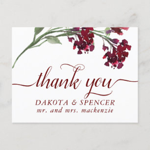 Carte Postale Faire-part Fleur sauvage   Crimson Rouge Bohème Floral Merci