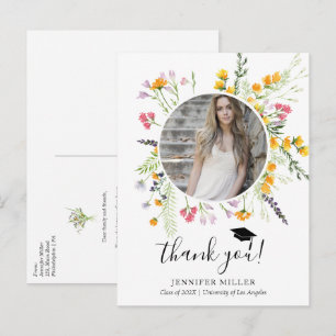 Carte Postale Faire-part Fleur sauvage fleurit Graduation Merci Photo