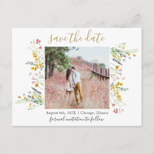 Carte Postale Faire-part Fleur sauvage fleurs enregistrer la date photo car