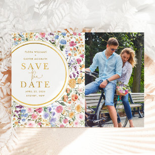 Carte Postale Faire-part Fleur sauvage Garden Wedding Save the Date Photo