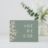Carte Postale Faire-part Fleur sauvage Sage Deco Mariage Enregistrer la dat (Debout devant)
