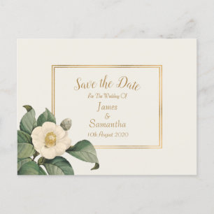 Carte Postale Faire-part Fleur Simple Blanc   Mariage Enregistrer la Date