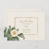 Carte Postale Faire-part Fleur Simple Blanc | Mariage Enregistrer la Date (Devant / Derrière)
