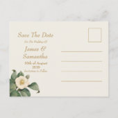 Carte Postale Faire-part Fleur Simple Blanc | Mariage Enregistrer la Date (Dos)