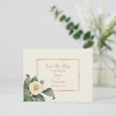 Carte Postale Faire-part Fleur Simple Blanc | Mariage Enregistrer la Date (Debout devant)