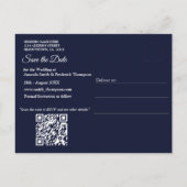 Carte Postale Faire-part Fleurs abstraites blanches et or sur soie bleu Sim (Dos)