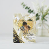 Carte Postale Faire-part Fleurs Abstraites d'argent ou d'or sur - Silk & Ar (Debout devant)