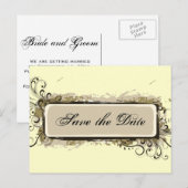 Carte Postale Faire-part Fleurs Abstraites pour votre mariage (Devant / Derrière)