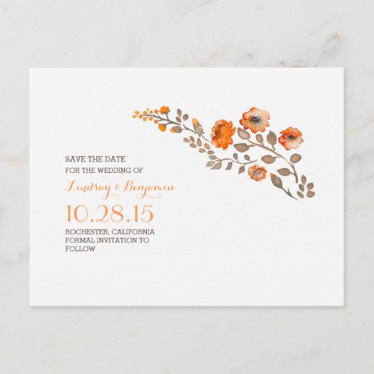 Carte Postale Faire-part fleurs aquarelle joli save the date (Devant)