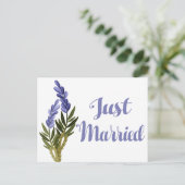 Carte Postale Faire-part Fleurs aquarelle RSVP lavande violet mariage (Debout devant)
